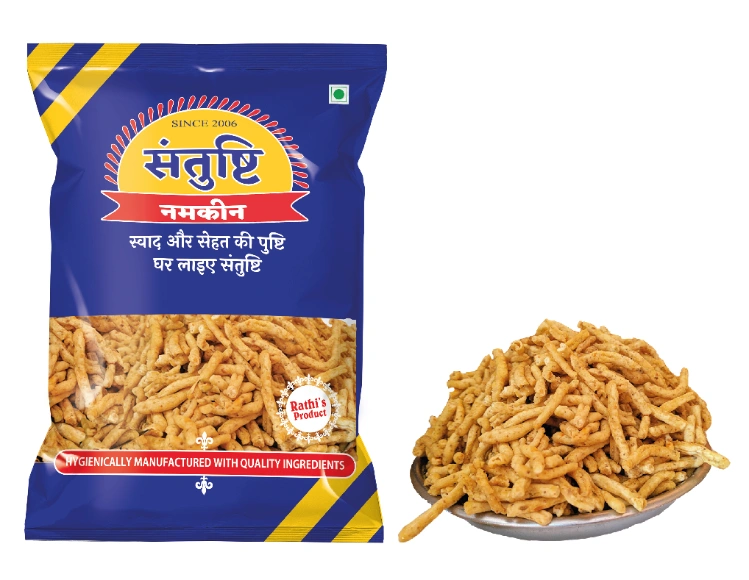 SANTUSHTI NAMKEEN | LAHSUN SEV |Authentic Indian Garlic Flavored Snack, Made in Groundnut Oil - 200 gms